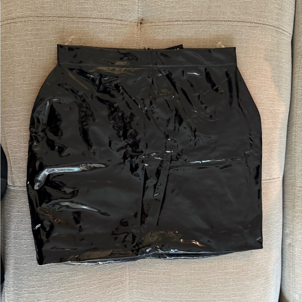 Babyboo Black Patent Faux Leather Mini Skirt | M